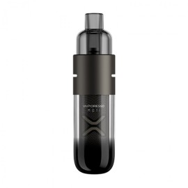 Vaporesso Moti X Mini Pod Mod Siyah, şeffaf gövdeli elektronik sigara.