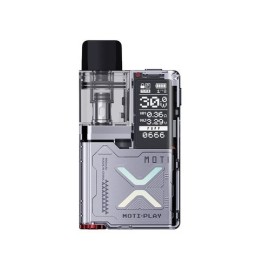 Vaporesso Moti X Play Pod Mod gümüş renkli, şeffaf gövdeli elektronik sigara