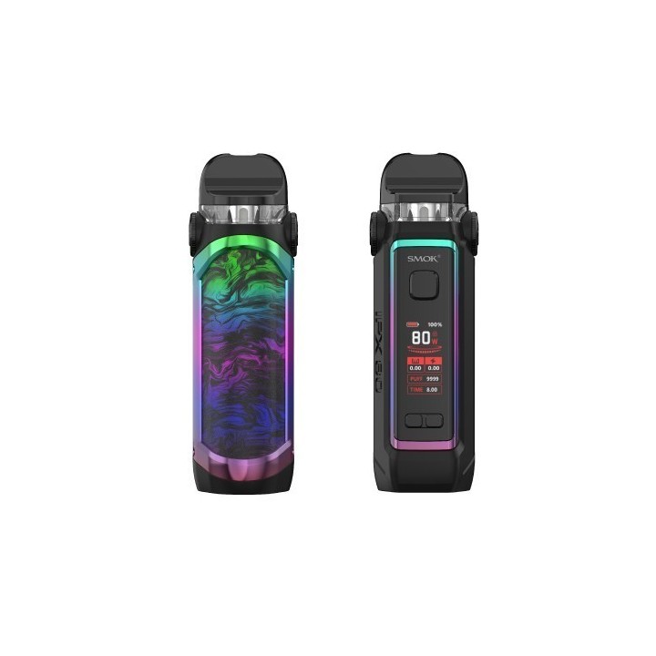 Smok IPX 80 Pod Mod Rainbow cihazı, ekranlı ve renkli gövde.