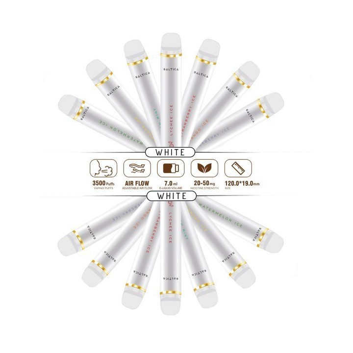Saltica White 3500 Kullan At Beyaz, Ayarlanabilir Hava Akışlı Tek Kullanımlık Vape