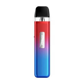 GeekVape Sonder Q Pod Mod kırmızı-mavi degrade renkli, çizgili gövde.