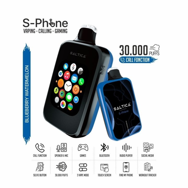 Saltica SPhone 30000 Kullan At, Blueberry Watermelon, Akıllı Telefon Vaping