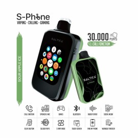 Saltica SPhone 30000 Sour Apple Ice Kullan At, Akıllı Telefon Görünümlü Elektronik Sigara