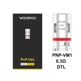 Voopoo PnP-VM1 0.3Ω Coil, DTL bobin, metalik gümüş ve kırmızı halka.