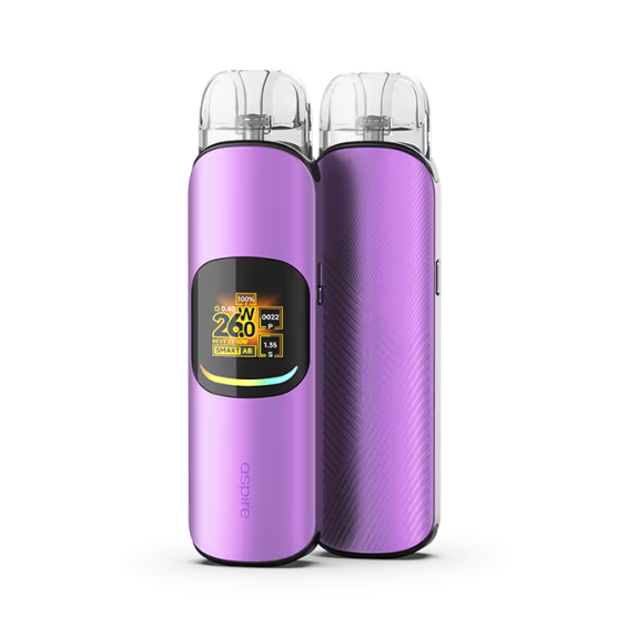 Aspire Pixo Neo Pod Mod mor renkli, dijital ekranlı elektronik sigara.