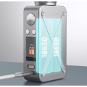 Aspire Revolto Pod Mod gri, 18650 çift pil göstergeli şarj ekranı.