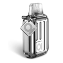 Aspire RiiL X Pod Mod gümüş metalik parlak gövde, şeffaf ağızlık.