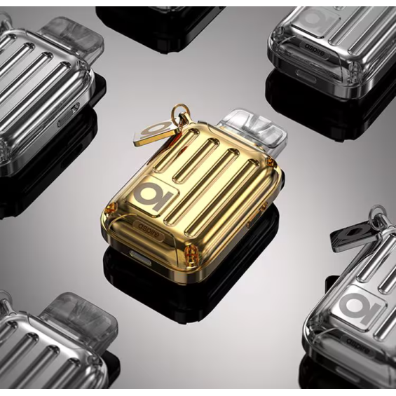 Aspire RiiL X Pod Mod altın renkli, parlak metalik gövde ve anahtarlık halkası.