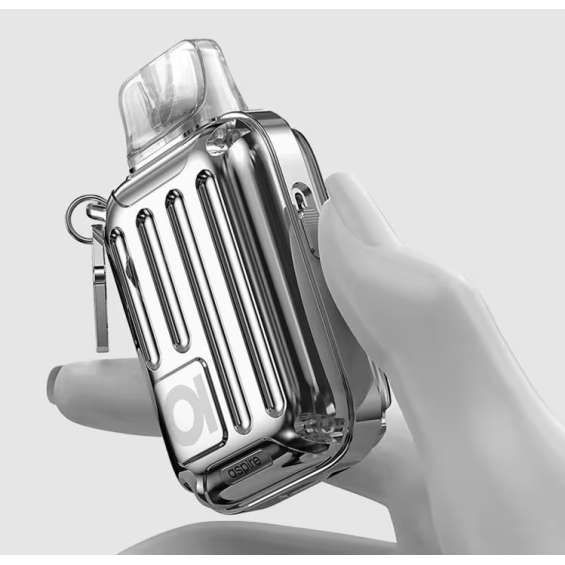 Aspire RiiL X Pod Mod, parlak krom kaplama, kompakt ve taşınabilir.