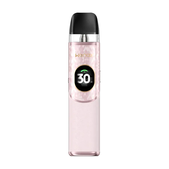 GeekVape Wenax Q2 Pod Mod pembe, dijital ekranlı, kompakt elektronik sigara.