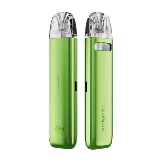 Uwell Caliburn G4 Mini Pod Mod, parlak yeşil renkli kompakt elektronik sigara cihazı.