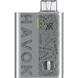Uwell Havok R Pod Mod Gümüş, gravür desenli, kompakt elektronik sigara.