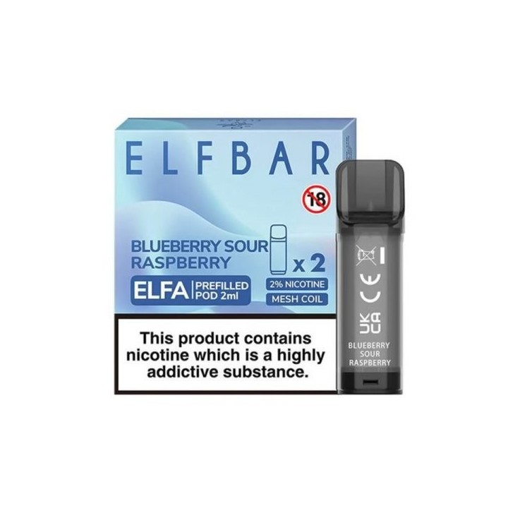 Elf Bar Elfa Blueberry Sour Raspberry önceden doldurulmuş kartuş paketi 2'li