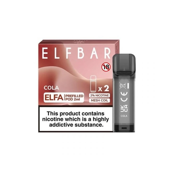 Elf Bar Elfa Kartuş Cola Aromalı, 2ml, 2% Nikotin, Mesh Coil