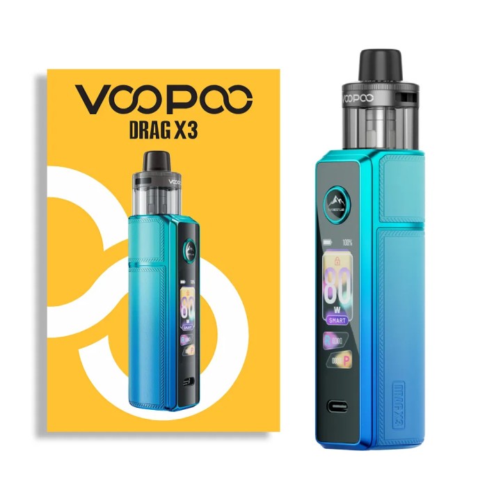 Voopoo Drag X3 Pod Mod Mavi Yeşil Renk, Dijital Ekranlı Elektronik Sigara