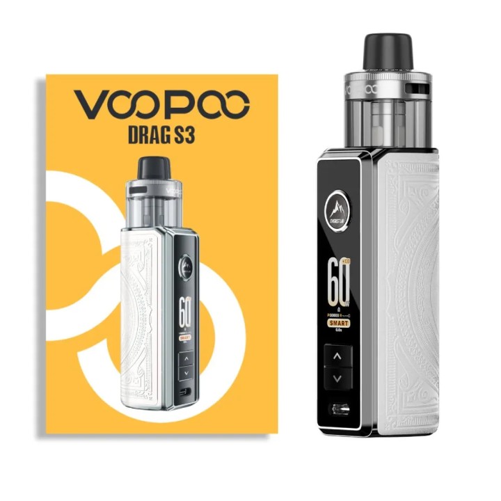 Voopoo Drag S3 Pod Mod Beyaz Gümüş 60W Vape Cihazı