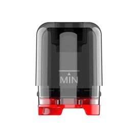 Uwell Whirl S2 Kartuş yedek tankı, şeffaf ve kırmızı tabanlı.