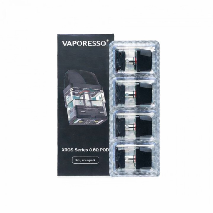 Vaporesso XROS 0.6Ω Kartuş 4'lü Paket, Şeffaf Siyah Pod