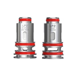 Smok LP2 Coil 0.23ohm ve 0.6ohm yedek parçaları, kırmızı conta detaylı.